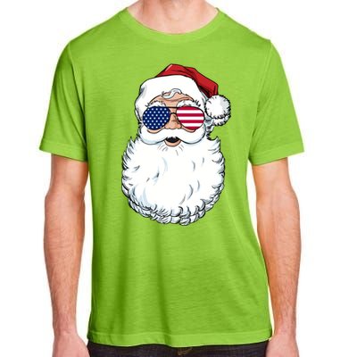 Santa Claus Patriotic Usa Sunglasses Christmas In July Santa Adult ChromaSoft Performance T-Shirt