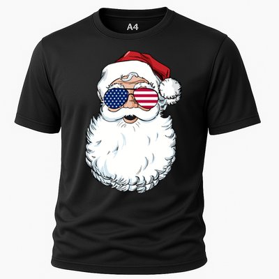 Santa Claus Patriotic Usa Sunglasses Christmas In July Santa Cooling Performance Crew T-Shirt