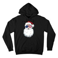 Santa Claus Patriotic Usa Sunglasses Christmas In July Santa Hoodie