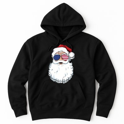 Santa Claus Patriotic Usa Sunglasses Christmas In July Santa Hoodie