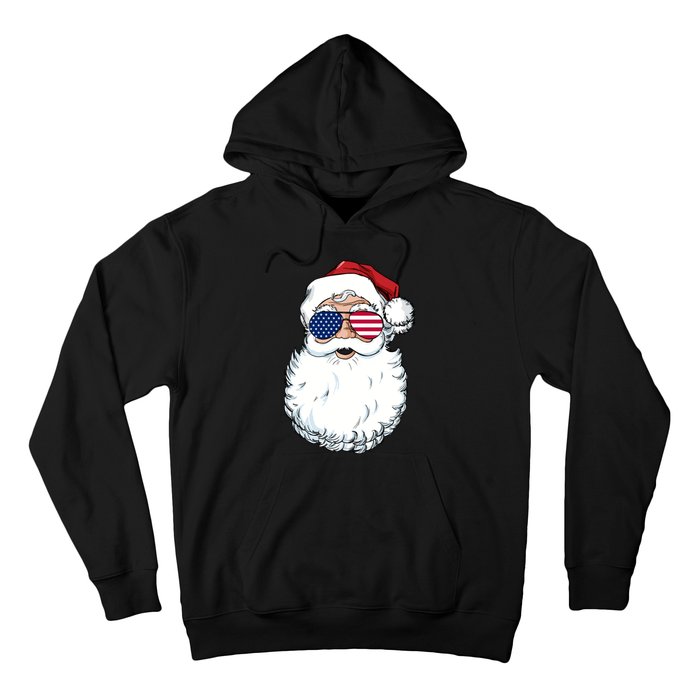 Santa Claus Patriotic Usa Sunglasses Christmas In July Santa Hoodie