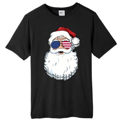 Santa Claus Patriotic Usa Sunglasses Christmas In July Santa Tall Fusion ChromaSoft Performance T-Shirt