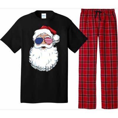 Santa Claus Patriotic Usa Sunglasses Christmas In July Santa Pajama Set