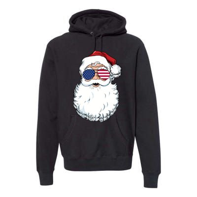 Santa Claus Patriotic Usa Sunglasses Christmas In July Santa Premium Hoodie