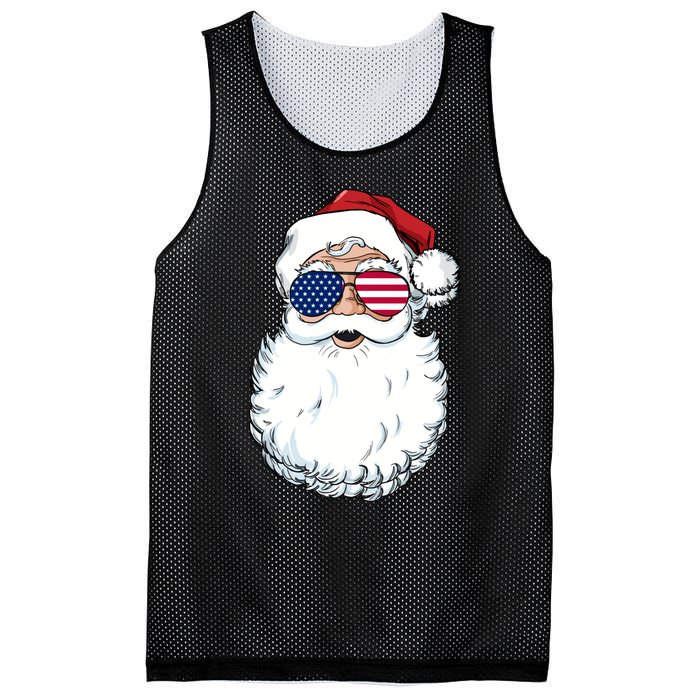 Santa Claus Patriotic Usa Sunglasses Christmas In July Santa Mesh Reversible Basketball Jersey Tank