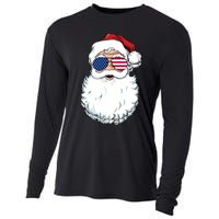 Santa Claus Patriotic Usa Sunglasses Christmas In July Santa Cooling Performance Long Sleeve Crew