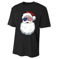 Santa Claus Patriotic Usa Sunglasses Christmas In July Santa Performance Sprint T-Shirt