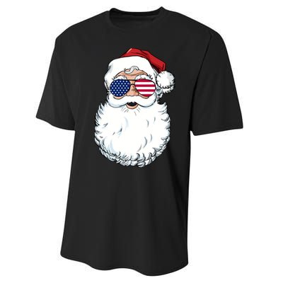 Santa Claus Patriotic Usa Sunglasses Christmas In July Santa Performance Sprint T-Shirt