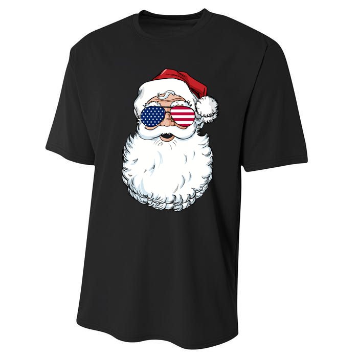 Santa Claus Patriotic Usa Sunglasses Christmas In July Santa Performance Sprint T-Shirt