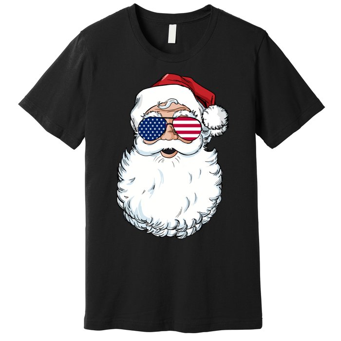 Santa Claus Patriotic Usa Sunglasses Christmas In July Santa Premium T-Shirt