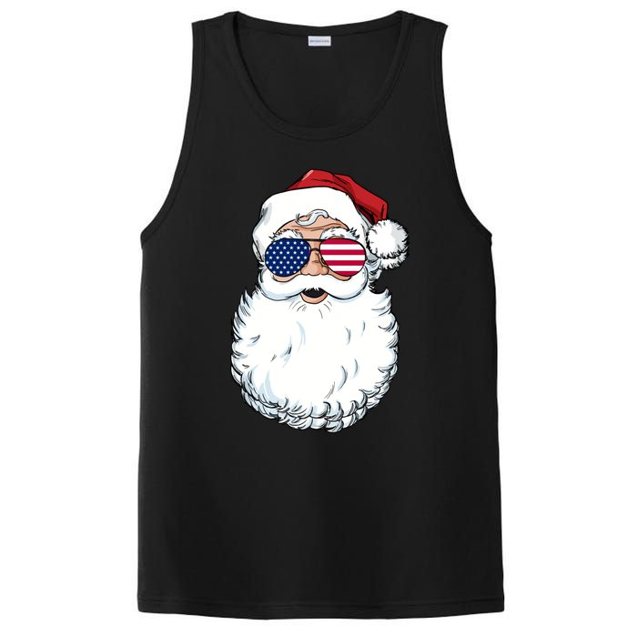 Santa Claus Patriotic Usa Sunglasses Christmas In July Santa PosiCharge Competitor Tank