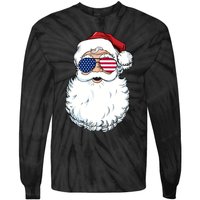 Santa Claus Patriotic Usa Sunglasses Christmas In July Santa Tie-Dye Long Sleeve Shirt