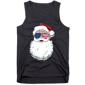 Santa Claus Patriotic Usa Sunglasses Christmas In July Santa Tank Top