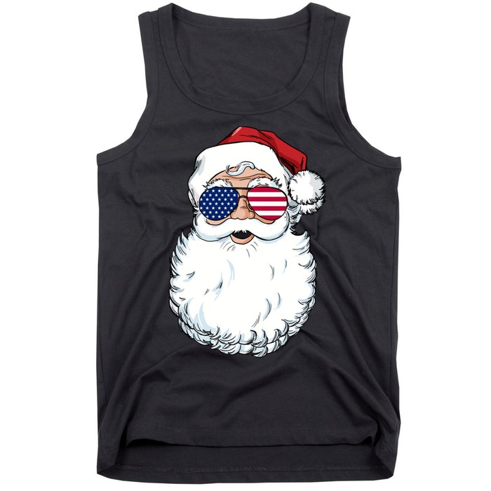 Santa Claus Patriotic Usa Sunglasses Christmas In July Santa Tank Top