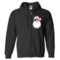 Santa Claus Patriotic Usa Sunglasses Christmas In July Santa Full Zip Hoodie