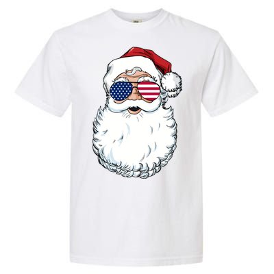 Santa Claus Patriotic Usa Sunglasses Christmas In July Santa Garment-Dyed Heavyweight T-Shirt