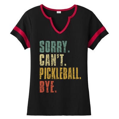 Sorry Can't Pickleball Bye Funny Retro Vintage Pickleball Great Gift Ladies Halftime Notch Neck Tee