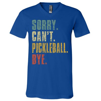 Sorry Can't Pickleball Bye Funny Retro Vintage Pickleball Great Gift V-Neck T-Shirt