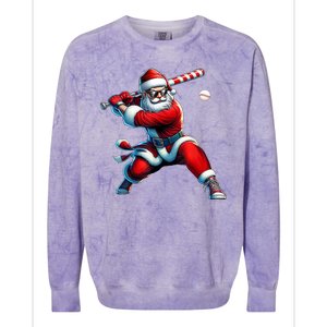 Santa Claus Playing Baseball Player Christmas Colorblast Crewneck Sweatshirt