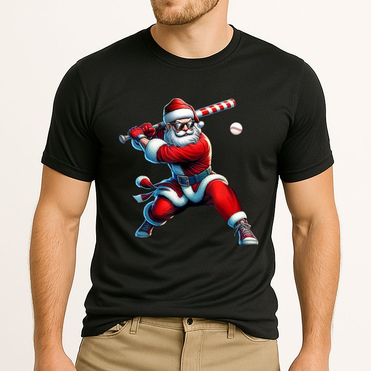 Santa Claus Playing Baseball Player Christmas Performance Shirt