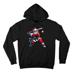 Santa Claus Playing Baseball Player Christmas Hoodie