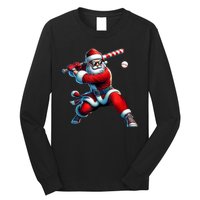 Santa Claus Playing Baseball Player Christmas Long Sleeve Shirt