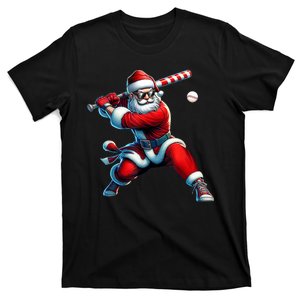 Santa Claus Playing Baseball Player Christmas T-Shirt