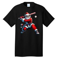 Santa Claus Playing Baseball Player Christmas Tall T-Shirt