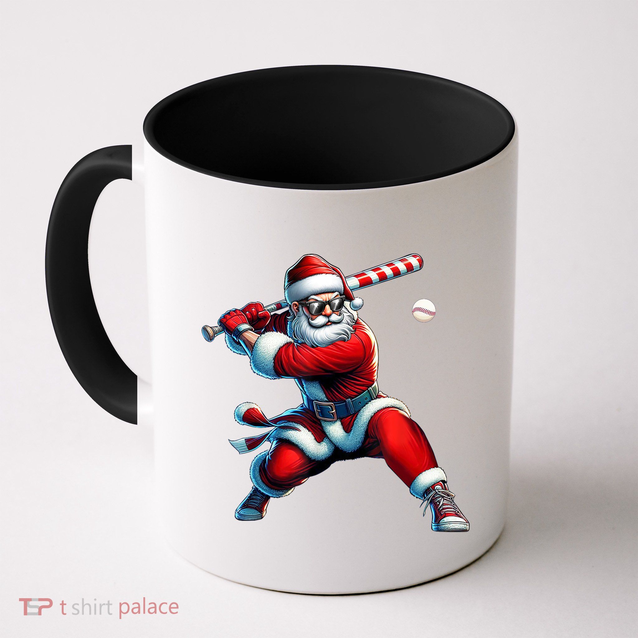 Santa Claus Playing Baseball Player Christmas Coffee Mug