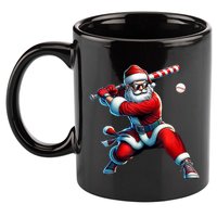 Santa Claus Playing Baseball Player Christmas 11oz C Handle Ceramic Mug