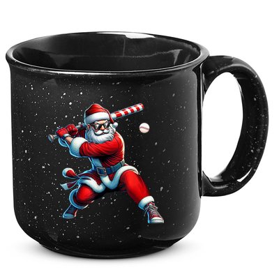 Santa Claus Playing Baseball Player Christmas 15oz Campfire Ceramic Mug