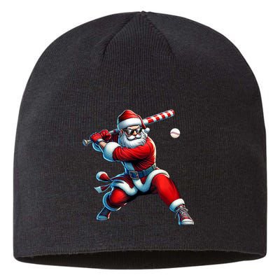 Santa Claus Playing Baseball Player Christmas Sustainable Beanie