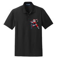 Santa Claus Playing Baseball Player Christmas Dry Zone Grid Polo