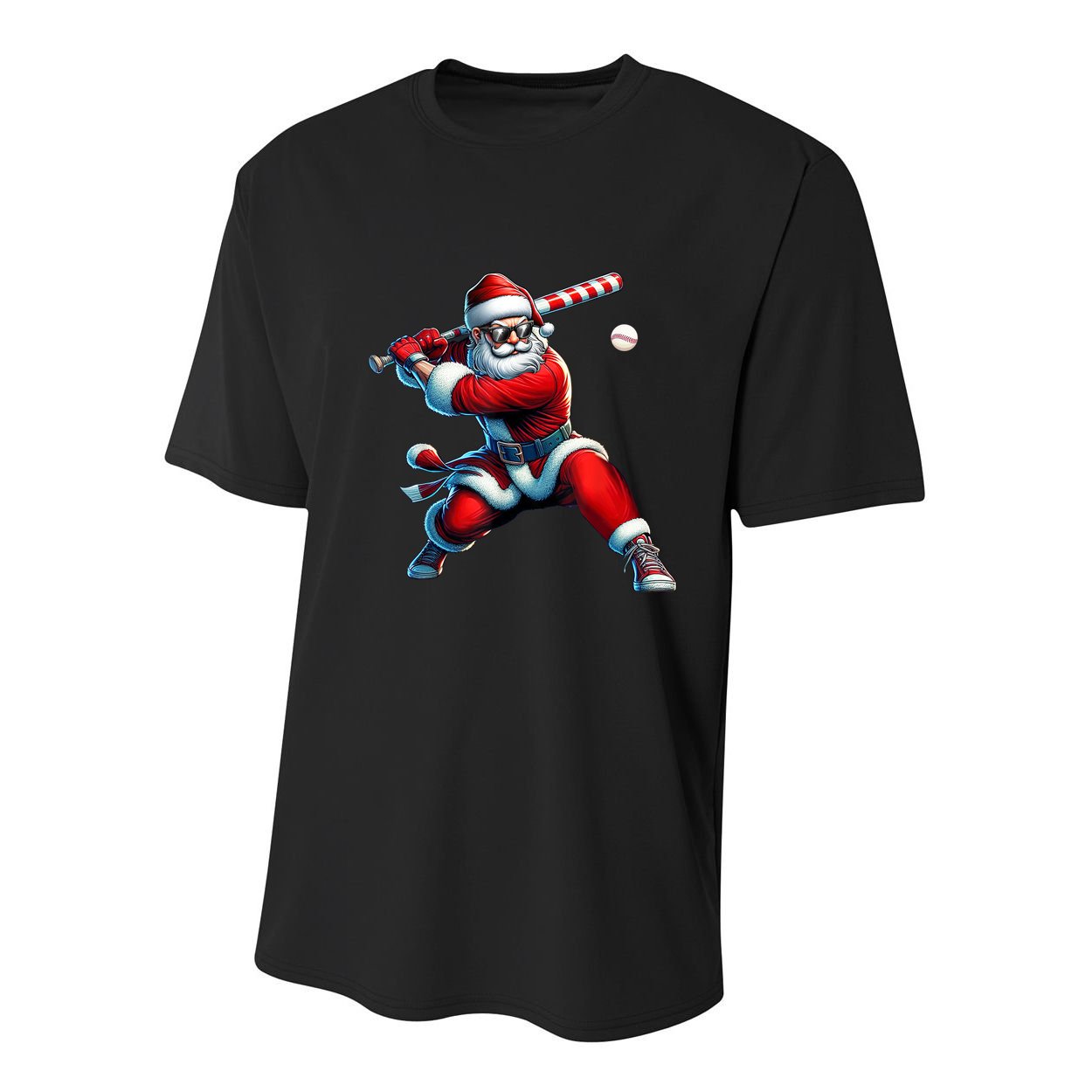 Santa Claus Playing Baseball Player Christmas Youth Performance Sprint T-Shirt