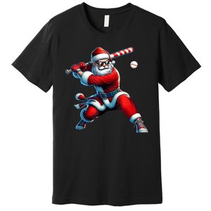 Santa Claus Playing Baseball Player Christmas Premium T-Shirt