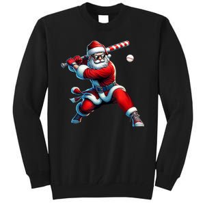 Santa Claus Playing Baseball Player Christmas Tall Sweatshirt