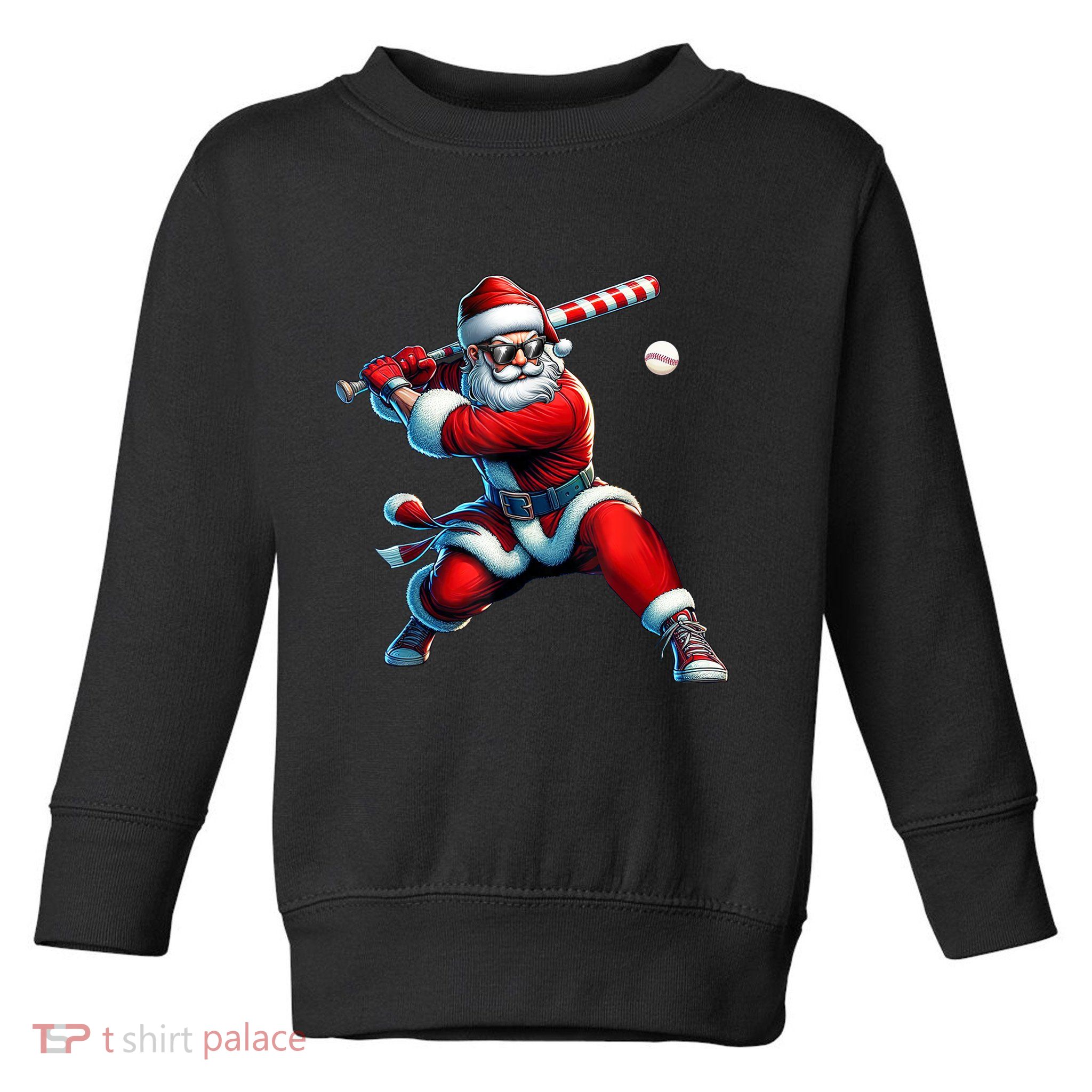 Santa Claus Playing Baseball Player Christmas Toddler Sweatshirt