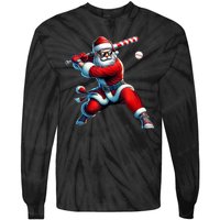 Santa Claus Playing Baseball Player Christmas Tie-Dye Long Sleeve Shirt