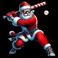 Santa Claus Playing Baseball Player Christmas Tie-Dye T-Shirt