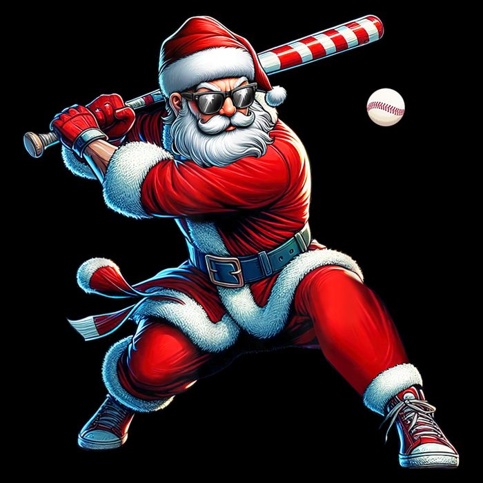 Santa Claus Playing Baseball Player Christmas Tie-Dye T-Shirt