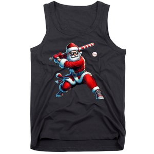 Santa Claus Playing Baseball Player Christmas Tank Top