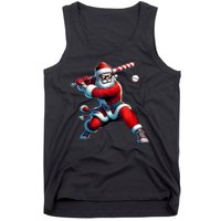 Santa Claus Playing Baseball Player Christmas Tank Top