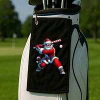 Santa Claus Playing Baseball Player Christmas Golf Towel