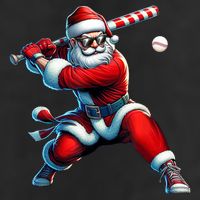 Santa Claus Playing Baseball Player Christmas Golf Towel