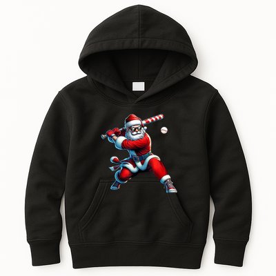 Santa Claus Playing Baseball Player Christmas Kids Hoodie