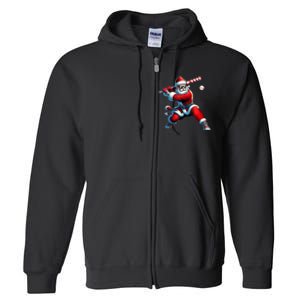 Santa Claus Playing Baseball Player Christmas Full Zip Hoodie