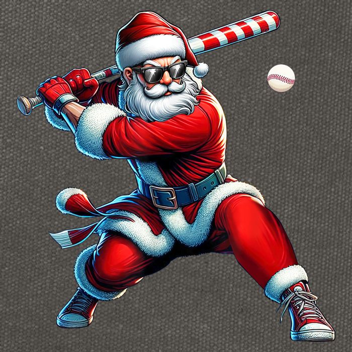 Santa Claus Playing Baseball Player Christmas Cotton Canvas Backpack