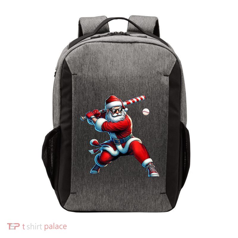 Santa Claus Playing Baseball Player Christmas Vector Backpack