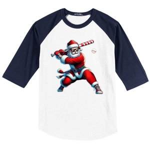 Santa Claus Playing Baseball Player Christmas Baseball Sleeve Shirt