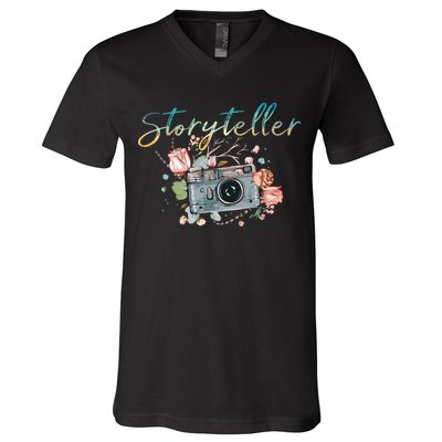 Storyteller Camera Photography Photographer Cameraman Gift V-Neck T-Shirt
